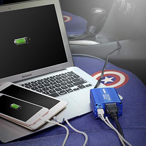 Buywhat 150W Car Power Inverter DC 12V to 110V AC Converter with 3.1A Dual USB Car Charger Adapter Blue