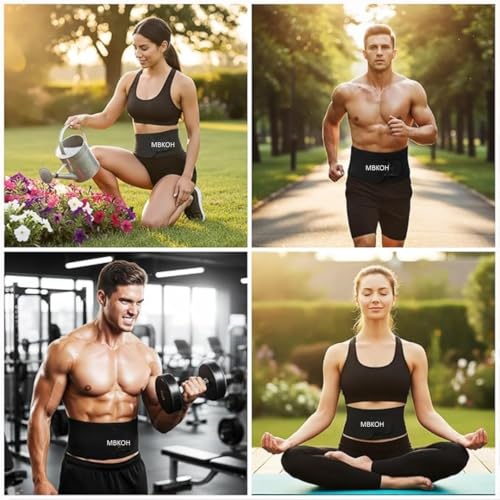 Image of Waist Belt Made of Neoprene for Women & Men for Tummy Exercise. Black