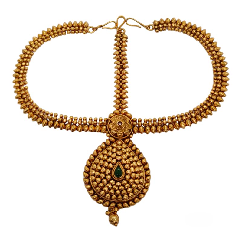 DKS SPARKLING STYLE Multicolor Traditional Mathapatti – Designer Forehead Chain for Women-image-32