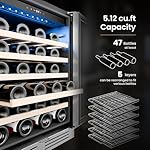 Yeego Wine Fridge 24 inch - 47 Bottles 40-65℉ Touch Control, Built-In/Under Counter/Freestanding Wine Cooler Refrigerator with Glass Door, Perfect for Bar, Home, Kitchen Cabinet, Office - Image 3