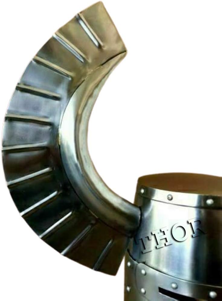THOR INSTRUMENTS Medieval Great Knight Templar Crusader Horn Helmet, Adult Cosplay, Reenactment, Decoration, Silver, One Size, Knight-Themed, Adults, Male