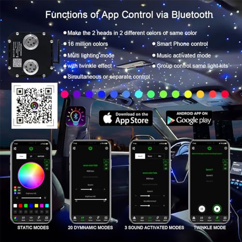 Image of AKEPO 50W Dual-Head Dual-Color Twinkle Fiber Optic Light Engine, Twinkle+Same or Different Color+Bluetooth APP Control+Music Activated+28-Key Remote for Home Fiber Optic Star Ceiling Kit