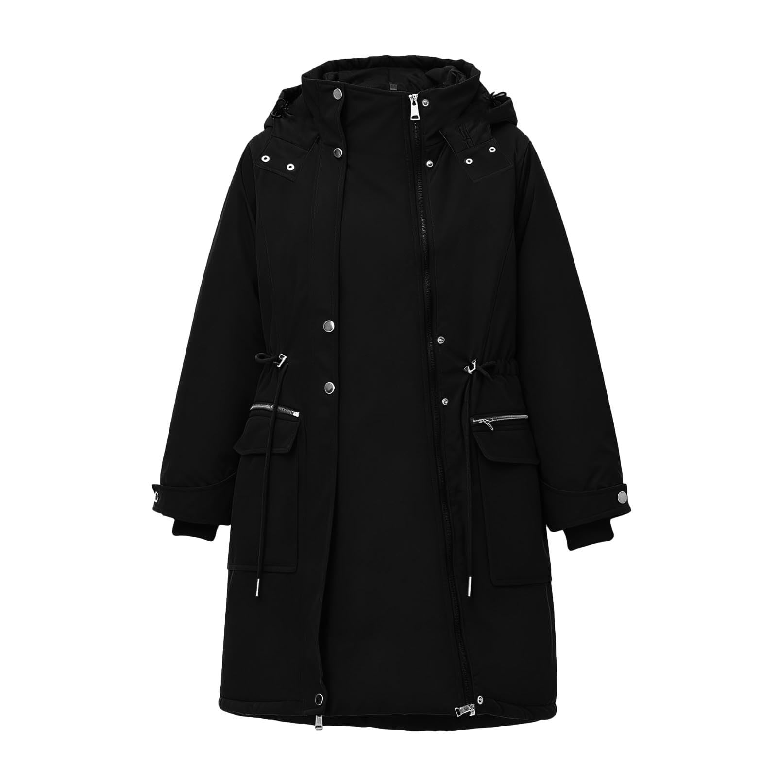 pvucpot Giacca di Cotone 3 in 1 Inverno Lungo Buffer Piumino Parka con Cappuccio con Tasche Giacca di Cotone Impermeabile 2025
