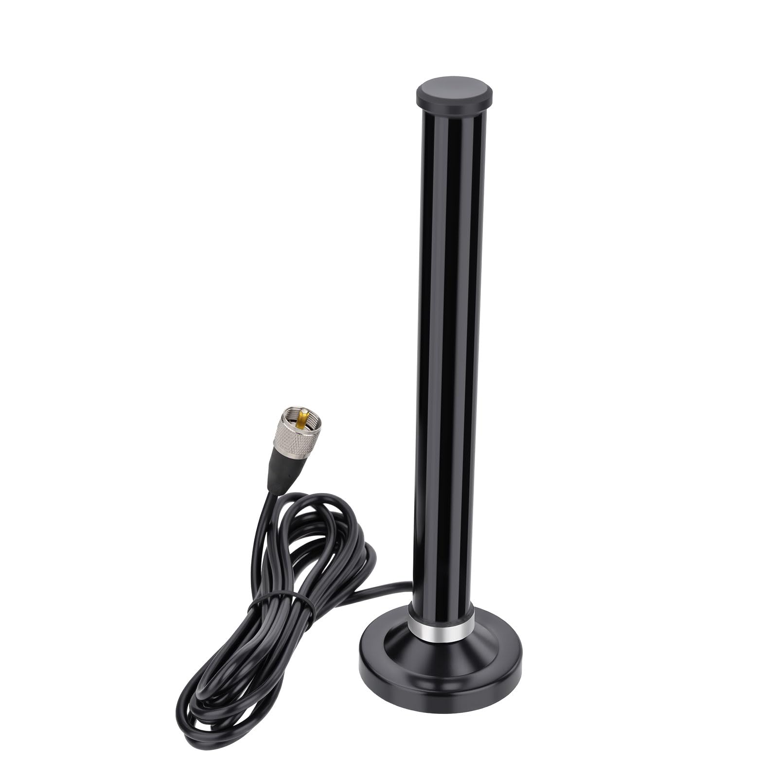 Bingfu Antenna VHF UHF Veicolare Fibra di Vetro Maschio PL259 2.5/3.5 dBi | Bibanda 136-174/400-460 MHz, Base Magnetica, Cavo R58 5 m, per Camion Camper SUV, Radio Mobile, Radioamatore, VHF Marino