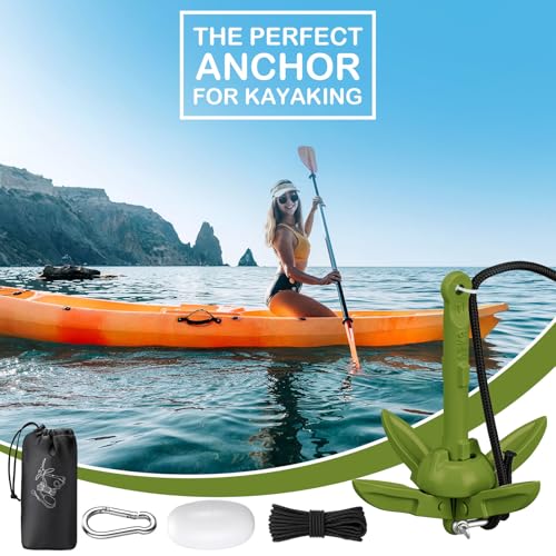Image of Lounsweer 2 Pack 1.5 /3.5 lb Marine Kayak Anchor Kit Folding Grapnel Anchor Kit Boat Kayak Fishing Accessories for Small Boats Kayaks Canoe Paddle Boards