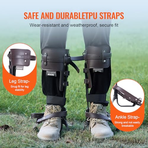 Image of VEVOR Tree Climbing Spikes, 1 Pair Height-Adjustable Climbing Spurs, 350lbs Load Capacity Tree Climbing Gear with Straps, Arborist Equipment for Climbers, Hunting, Fruit Picking