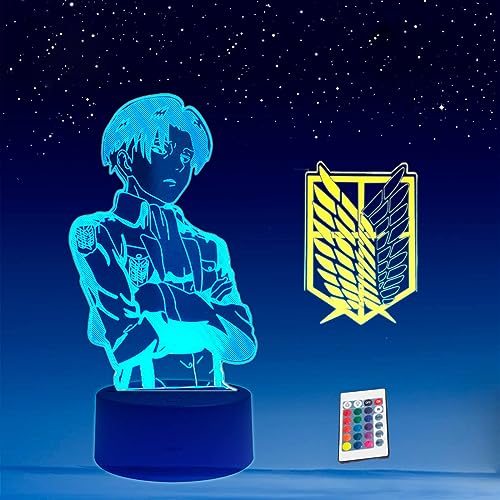 2 in 1, Attack on titan,AOT Levi, 3D Illusions LED Anime Lampe, 16 Farben...