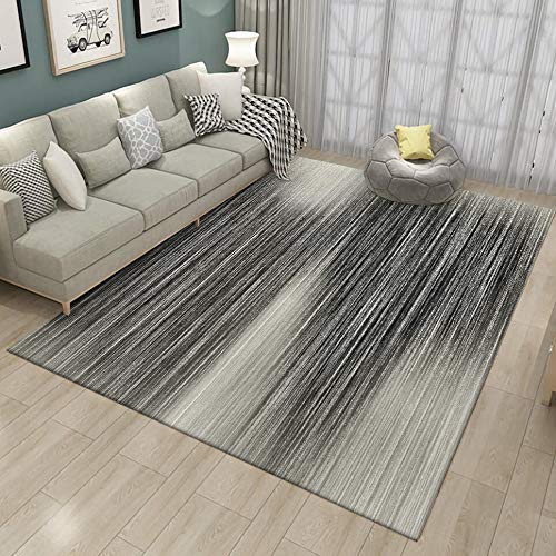 Pmnadfdag Alfombra Salón 160 x 200 cm Antideslizante Lavable,Salón Pelo Corto Suave Líneas Modernas de Degradado Negro