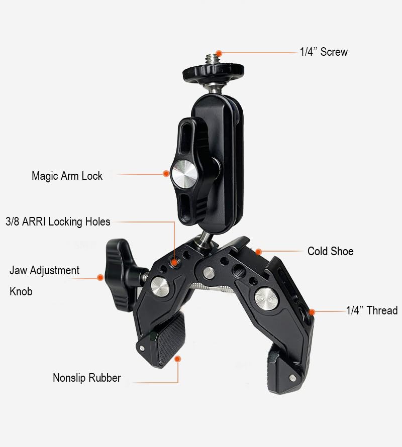 Super Clamp With 3" 360°Dual Ballhead Magic Arm, Cold - View #9