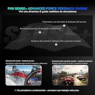 PXN VD4 Kit Volante da Gioco 4Nm – Base Direct Drive a Bassa Inerzia, Volante da Corsa W AS e Pedaliera PD HM con Sensori Hall a 2 Pedali – Compatibile solo con Windows 7–11 su PC