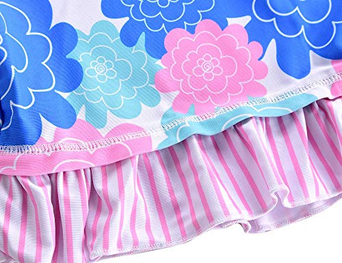 Image of Hilor Girl's Two Piece Swimsuits Long Sleeves Rashguard UPF 50+ Tankini Set Bathing Suits