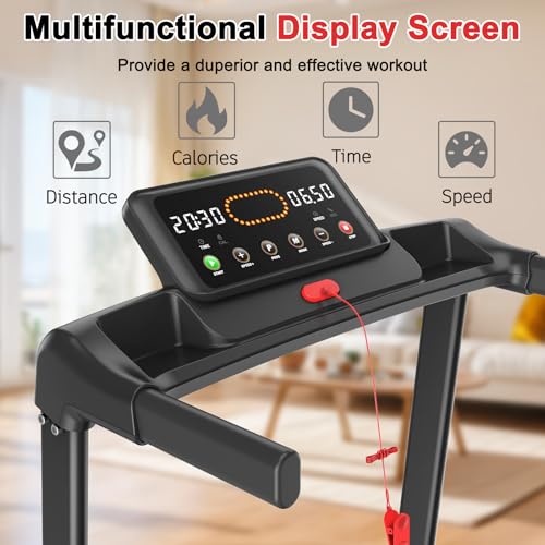 Image of Walking Pad Treadmill with Handles, Space-Saving Compact Walking Jogging Running Machine with LED Display, Portable Walking Pad for Home & Office, 265 Lbs Capacity