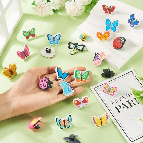 Sparkeads 24 Stück niedliche Bleistiftaufsätze Schmetterling Marienkäfer Biene Bleistift Clips Insekten fliegende Tiere Stiftanhänger für Klassenzimmer Preise Spiel Belohnungen Party Gastgeschenke