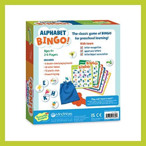 Image of Peaceable Kingdom Alphabet Bingo! Letter Learning Educational Board Game for 2 to 6 Kids Ages 4+