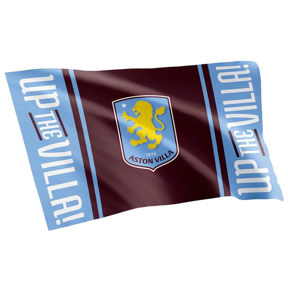 Aston Villa Official Giant Football Crest Flag With Brass Eyelets (5ft x 3ft & 100% Polyester), multi