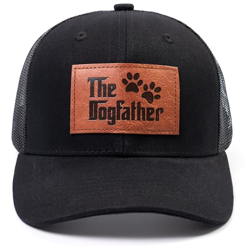 68LDROOTER The Dogfather Trucker Hat for Men Best Dog Dad Gifts Adjustable Mesh Back Baseball Cap Idea (US Alpha One Size The Dog Father)