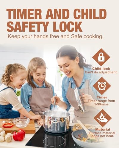 Induction Cooktop 30 Inch with 4 Burners Built-in Induction Stovetop with Boost Timer Child Safety Lock 9 Power Levels Shutdown 7000W for RV, Apartment, Kitchen