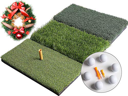 Golf 3-in-1 Turf Grass Mat Includes 6 golf balls and 1 Rubber Tee