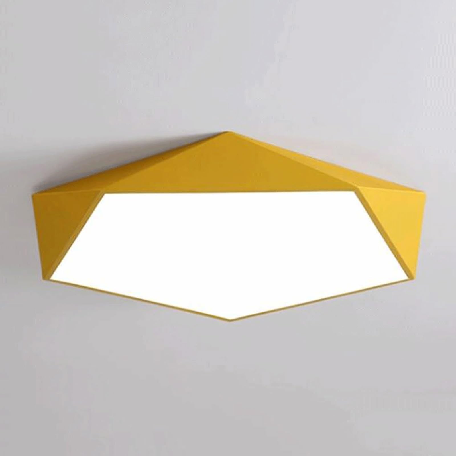 DUddTTW Pentagon Ceiling Light Fixture Geometric Ceiling Lamp Dimmable Close to Ceiling Light LED Flush Mount Lighting Chandelier Cream(Gelb,50cm)