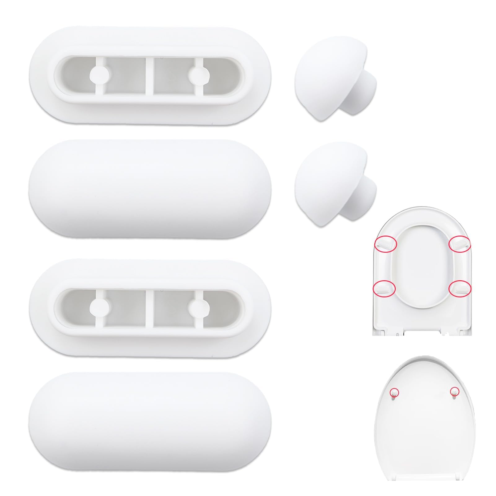 6 PCS Toilet Seat Buffers Toilet Seat Bumpers White Push in Toilet Seat Pads