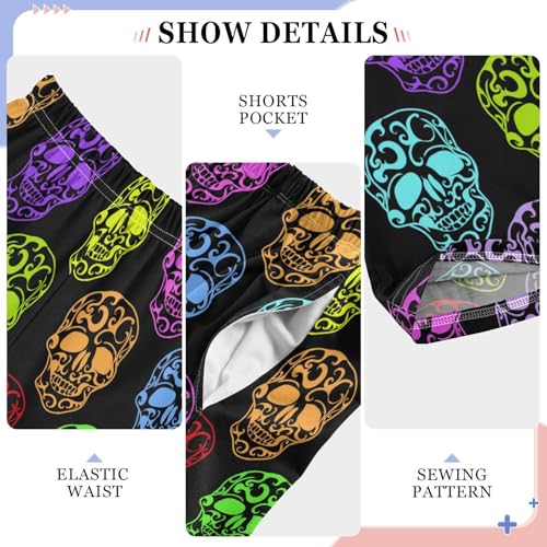 ZZXXB Colorful Skeleton Boys Long Pants Soft Trousers Elastic Waist Kids Lounge Bottoms with Pockets S-XL4