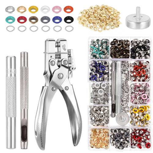 Faankiton Ensembles Oeillets, 700PCS Œillets Métalliques, Pince a Oeillets, 5mm Œillets En...