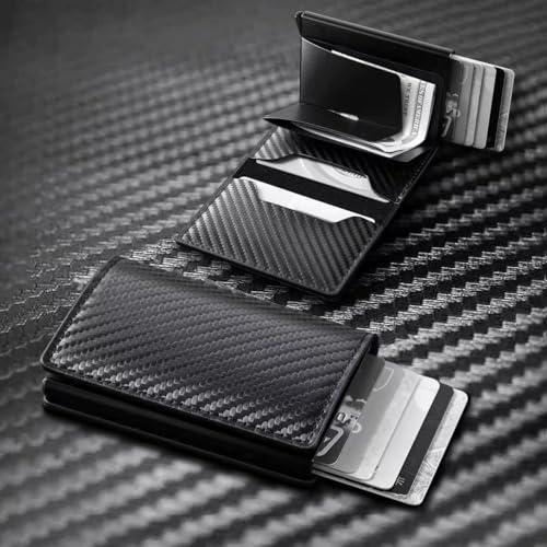 Small wallet，Minimalist wallet for men，slim rfid card holder，Carbon fiber black,Reusable Shockproof, anti pressure and waterproof packaging box2