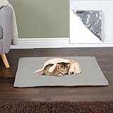 PETMAKER Self-Heating Pet Pad - 25x18 Thermal Pet Mat, Bed Liner, or Self Warming Crate Pad with Soft Sherpa Top for Small Animals (Gray)