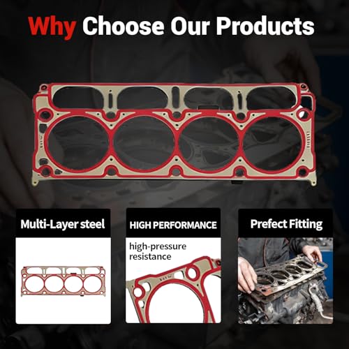Image of AUCERAMIC Head Gasket Set for Chevy Silverado GMC Sierra Cadillac Escalade | 6.2L V8 Replace# HS26749PT 12657969