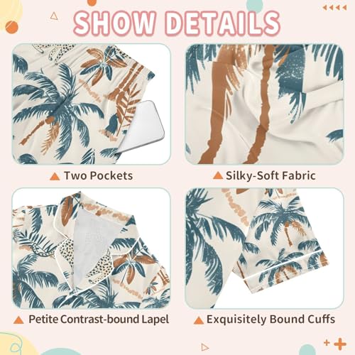 senya Tropical Asian Leopard Satin Summer Pajama Sets Silk Short Sleeve Button Down Sleepwear3