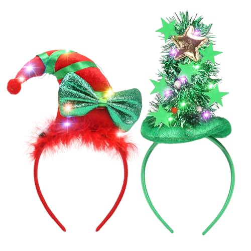 Meleager 2 Stück Weihnachts haarreif mit LED,Weihnachten Beleuchtete...