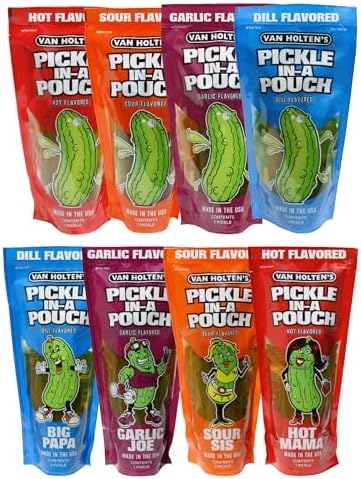 Van Holten's Variety Pickle-In-A-Pouch Sampler, Assorted Dill Snack, 8 Pack