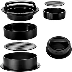 Molde de Hambúrguer 3 em 1 de Plástico – Prensa Manual para Hambúrguer Artesanal Recheado e Smash – Utensílio para Cozinha e Churrasco