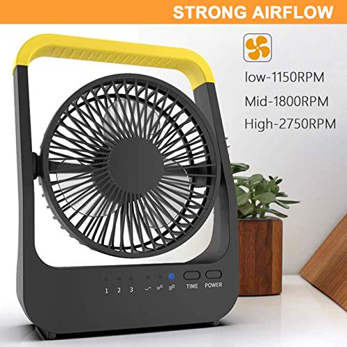 Battery Operated Fan, Super Long Lasting Battery Operated Fans For Camping, Portable D-Cell Battery Powered Desk Fan With Timer, 3 Speeds, Whisper Quiet, 180° Rotation, For Office,Bedroom,Outdoor, 5'' #TOP3