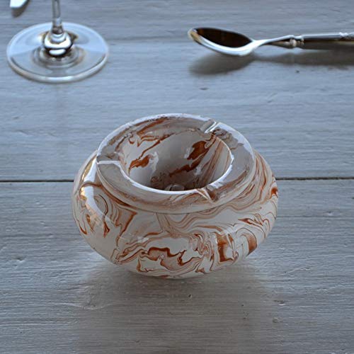 Cendrier marocain marbré marron et blanc - Petit modèle
