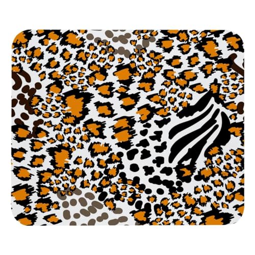 VAPOKF Tapis de souris à motif peau de léopard, tapis de souris carré pour ordinateur portable de bureau, base en caoutchouc antidérapant, 21,1 x 24,9 cm