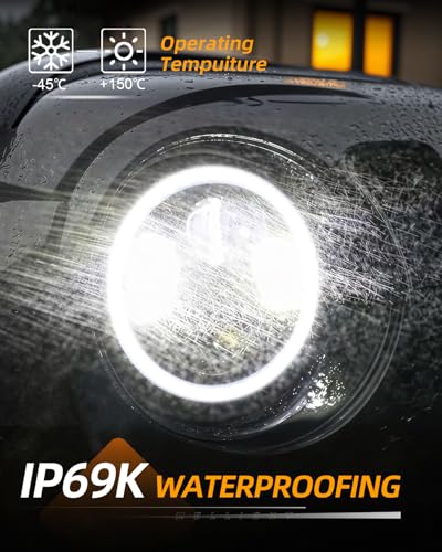 7 Inch Red Halo LED Headlights for Jeep Wrangler JK TJ CJ - Image 5