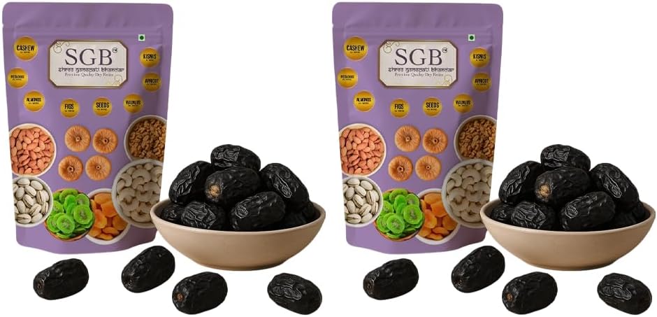 Ajwa Dates Pouch | Khajoor | Dry Fruits and Nuts | Grocery Items | Healthy Snack | Rich in Nutrients | Ideal for Daily Nutrition | 250 gm x Pack of 2