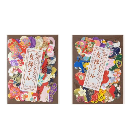 Amazon | 和紙かわ澄 特撰 手染め 京友禅 千代紙 シール (梅 蝶 合計40