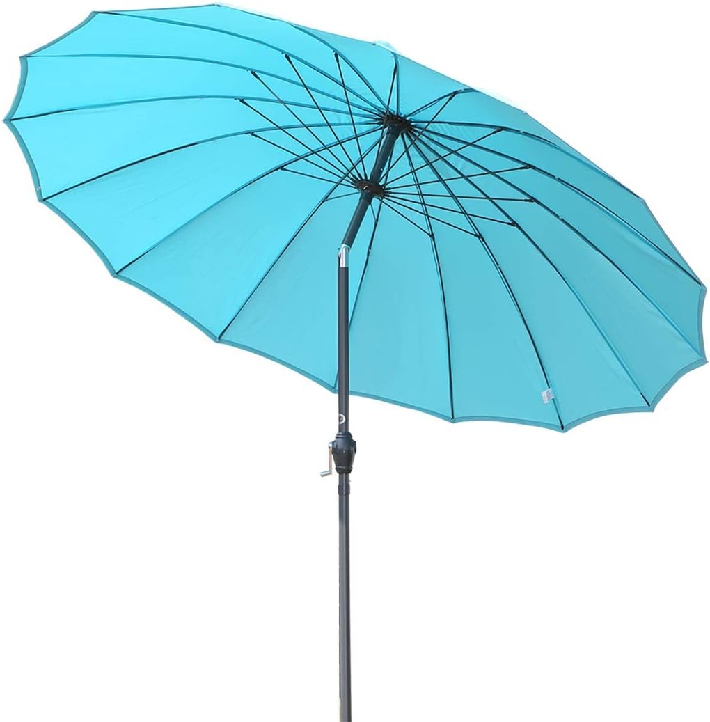 Angel Living 2.7M Sombrilla Inclinado de Aluminio, Parasol con Marco de Fibra de Vidrio para ser Ligero, con Manivela, Mástil Aluminio 38MM (Macaron Azul)