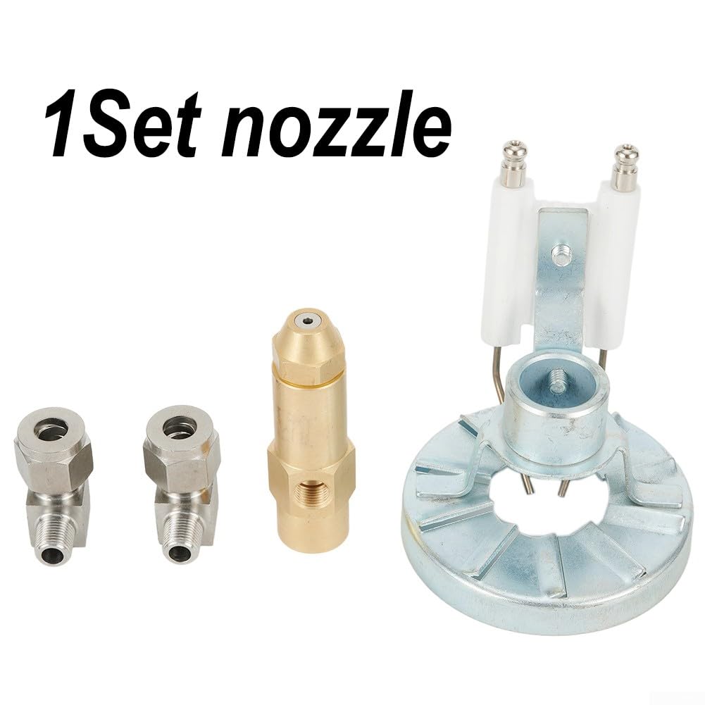 Ugello spray per bruciatore di oli esausti in ottone + alluminio, design anti intasamento, flusso e angolo di spruzzo regolabili (0,8 mm)