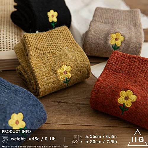 Image of IIG Cute Warm Wool Socks for Women Super Cozy Thick Crew Winter Socks Gifts, 5 Pairs