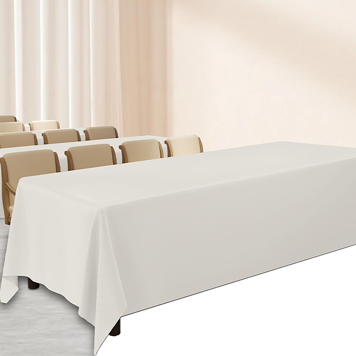 Mantel impermeable extra grande para hoteles y restaurantes, tela de poliéster personalizable para banquetes, lavable, decoración navideña (beige, 160 x 450 cm)