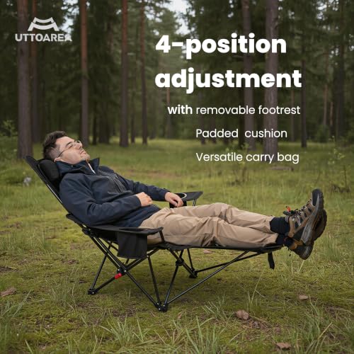 Silla reclinable portátil para camping y lounge UTTOAREA modelo UT202699001WP negra miniatura 3