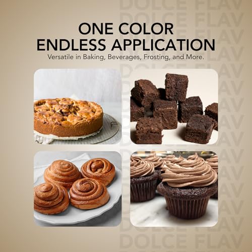 Image of Dolce Flav Natural Brown Food Coloring - 2 oz Liquid Color from Class IV Caramel with Graduated Dropper | Water-Soluble | For Baking, Beverages & Sauces | Kosher | Made in USA