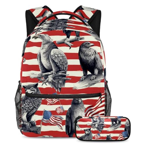 Lot de 2 cartables animaux drapeau américain multicolore grand format