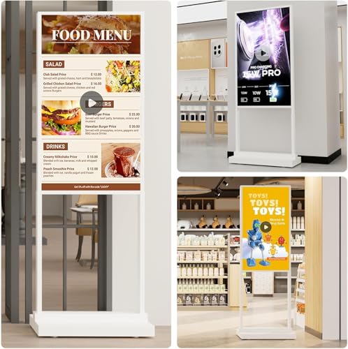 Image of 32 inch Digital Signage Kiosk 700 nits FHD Ultra-Bright Advertising Screen Floor Standing Digital Poster for Retail Displays and Trade Show Display Free Web Content Editor Android USB