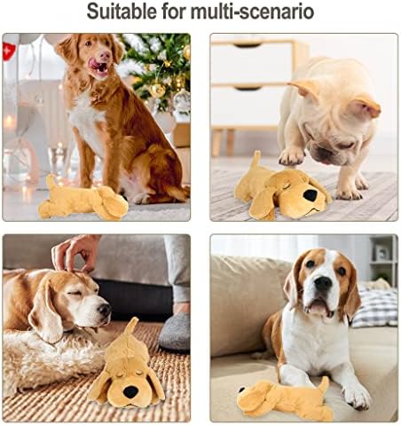 IFOYO Heartbeat Simulator,Heartbeat Pet Soothing Dog Plush Sleep Aid Toys, Dog Anxiety Toy Heartbeat Stuffed Toy for Separation Anxiety Calming Training (Light Brown)
