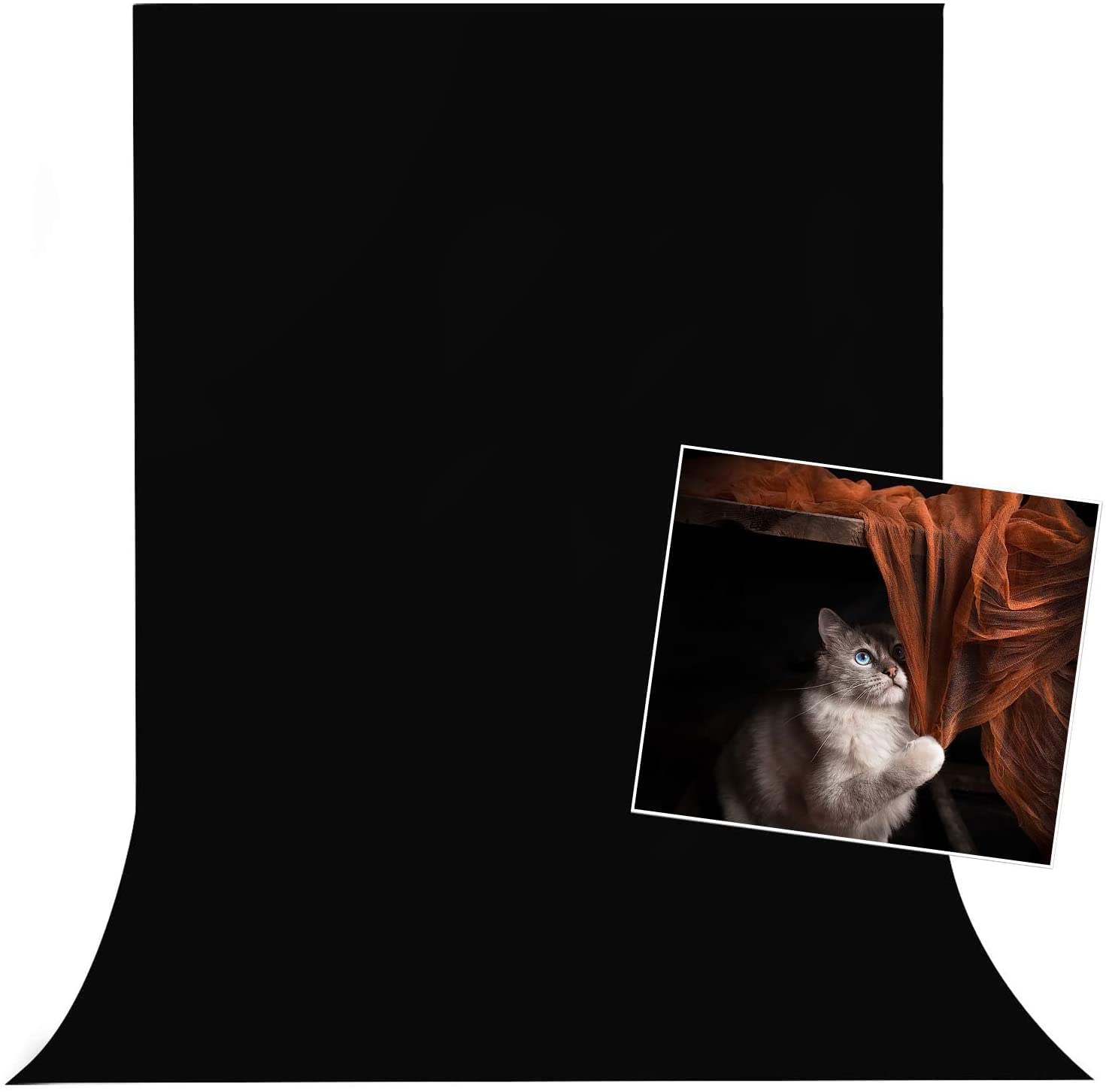 HIFFIN 8x10 Ft, Black Professional Backdrop for Background Photography Background Stand for Photo Light Studio Accurate Size 8x10 Ft-image-31