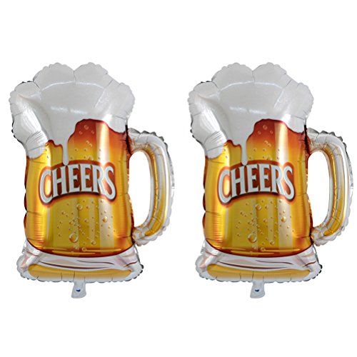 TOYMYTOY Foil Balloons Beer Cups Patterns Helium Mylar Balloons Oktoberfest Party Decorations,2 Pack